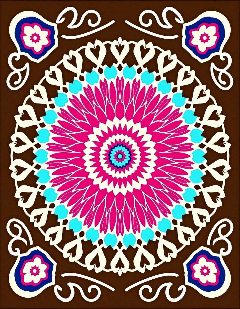 Vibrant Fuchsia Mandala Bloom Rug