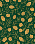 Forest Green Yellow Pinecone Branches Rug