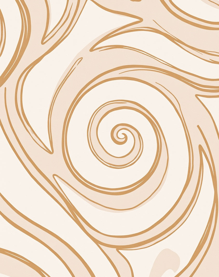 Golden Swirl Abstract Wave Rug