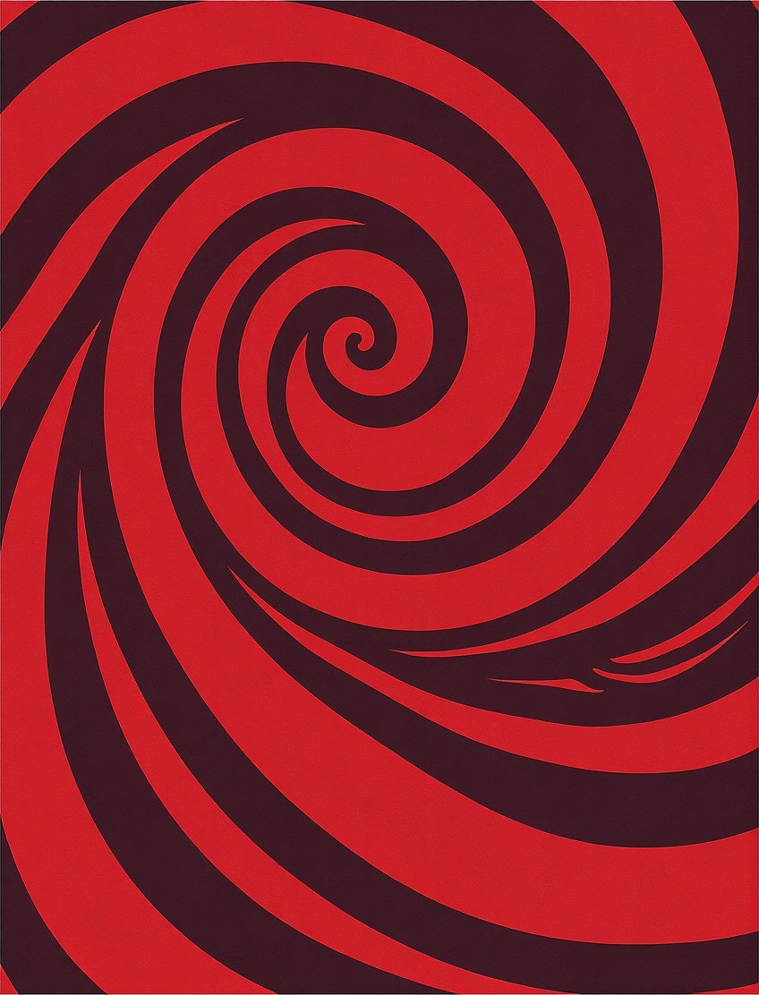 Crimson Red Swirl Graphic Rug
