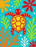 Red Yellow Turtle Ocean Coral Floral Rug