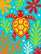Red Yellow Turtle Ocean Coral Floral Rug