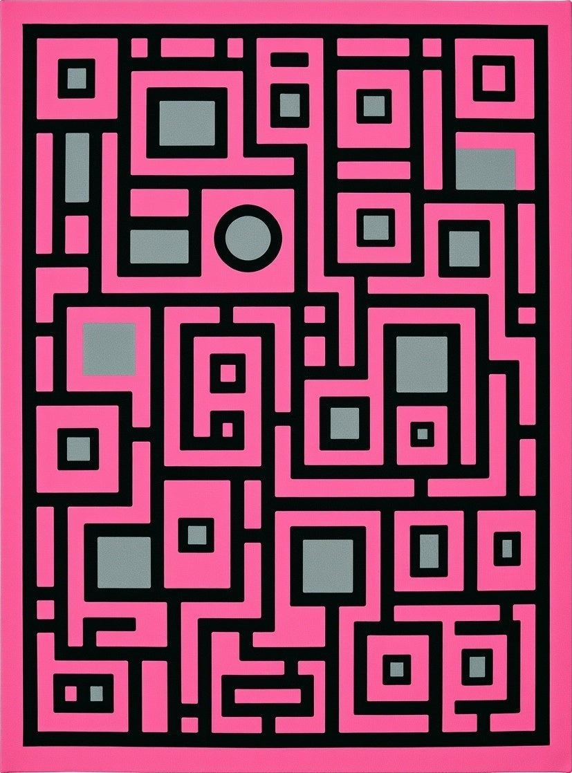 Bold Pink Geometric Maze Rug
