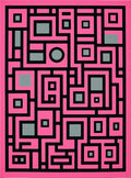 Bold Pink Geometric Maze Rug