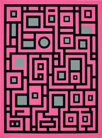Bold Pink Geometric Maze Rug