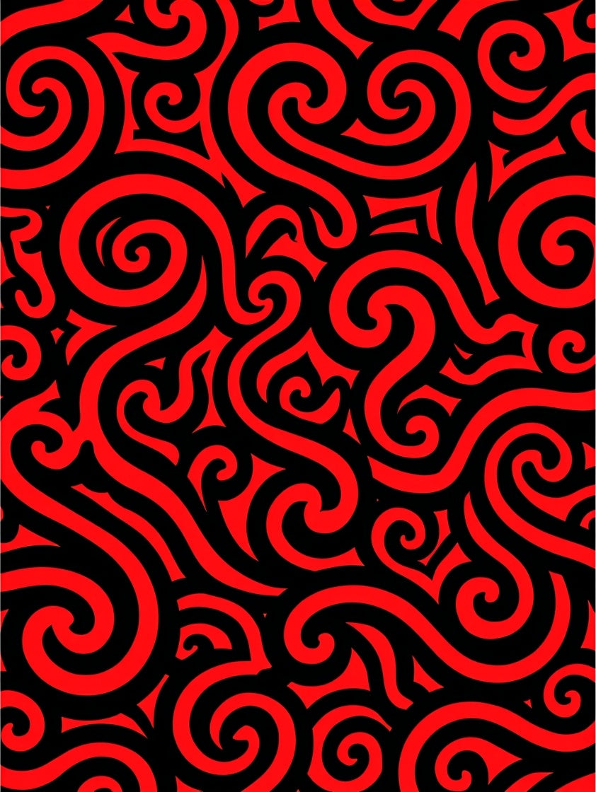Bold Red Swirls Abstract Rug