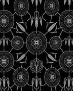 Monochrome Floral Feather Medallion Rug