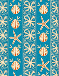 Coastal Blue Seashell Starfish Stripe Rug