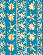 Coastal Blue Seashell Starfish Stripe Rug