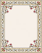 Floral Accents Red Gold Border Frame Rug
