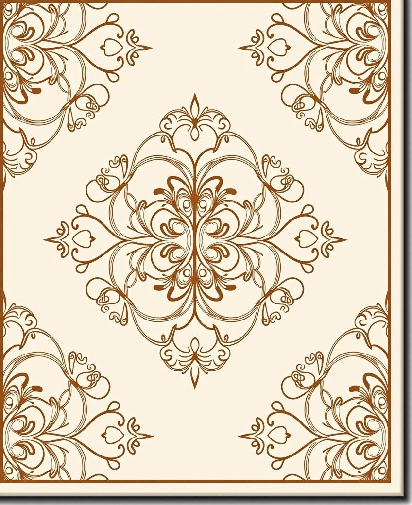 Ornate Brown Floral Medallion Rug