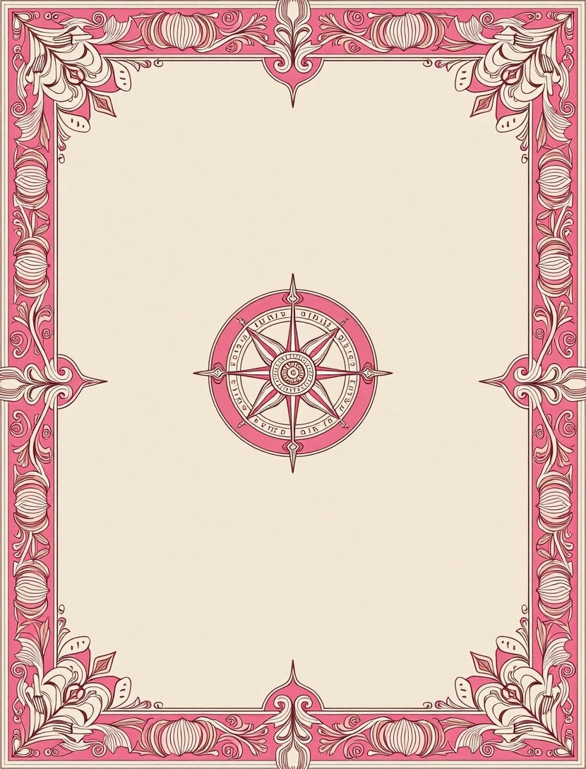 Pink Floral Compass Border Rug