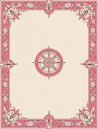Pink Floral Compass Border Rug