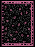 Pink Floral Vine Black Garden Rug