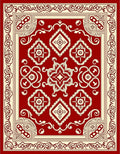 Classic Red Cream Medallion Frame Rug