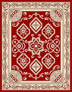 Classic Red Cream Medallion Frame Rug