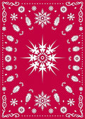 Crimson Snowflake Medallion Border Rug