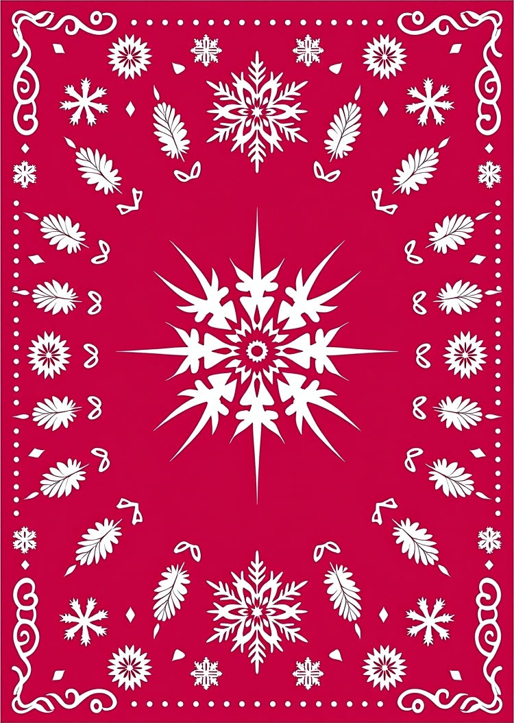 Crimson Snowflake Medallion Border Rug