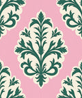 Pink Cream Green Damask Floral Accent Rug