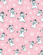 Pink Snowman Snowflakes Holiday Rug