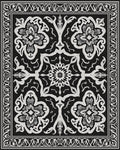 Classic Black White Floral Medallion Square Rug