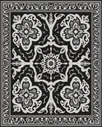 Classic Black White Floral Medallion Square Rug