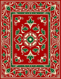 Crimson Green Floral Border Medallion Rug