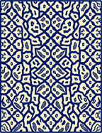 Cream Navy Abstract Lattice Rug