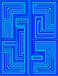 Deep Blue Geometric Maze Rug