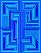 Deep Blue Geometric Maze Rug