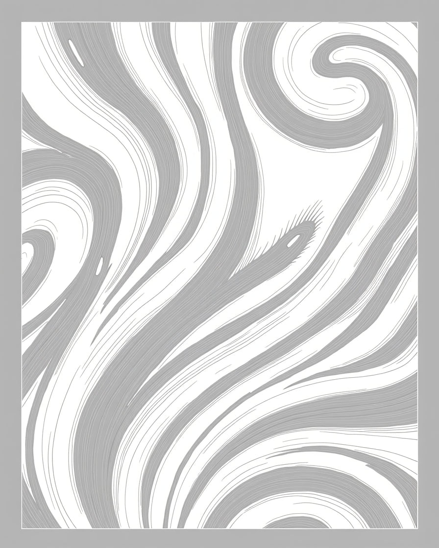 Abstract Gray Swirl Flow Rug