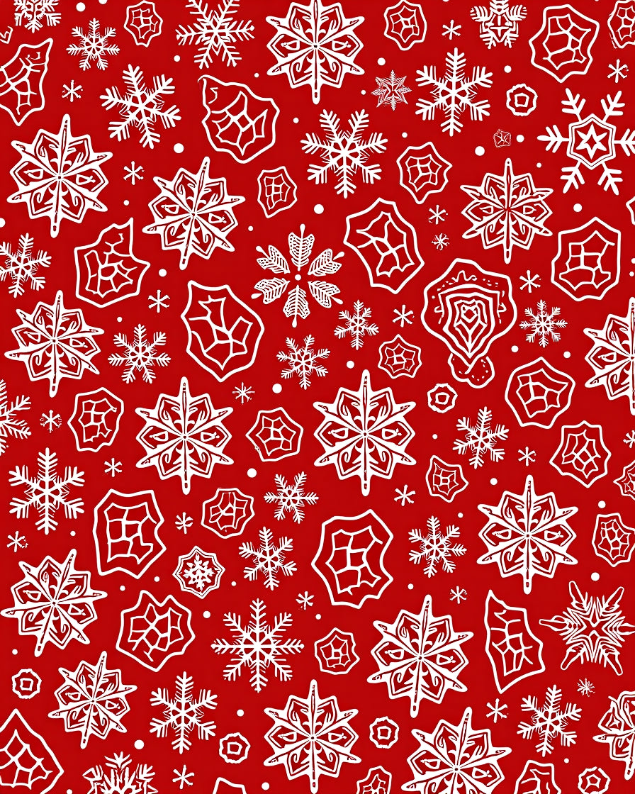 Red White Snowflake Scatter Rug