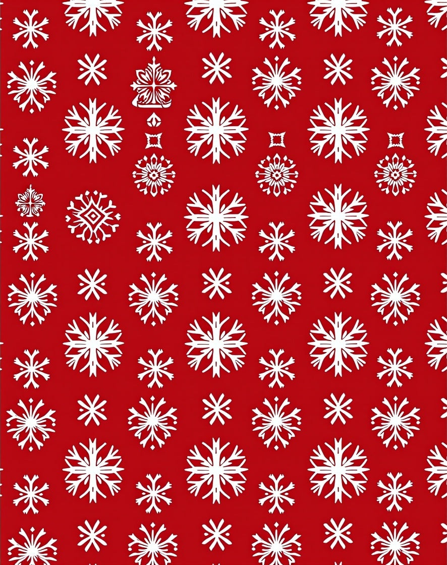 Winter White Snowflakes Red Background Rug