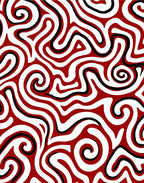 Crimson Swirl Abstract Maze Rug