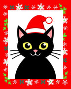 Black Cat Festive Snowflake Christmas Border Rug