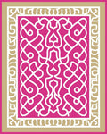 Fuchsia White Intricate Arabesque Frame Rug