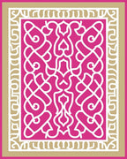 Fuchsia White Intricate Arabesque Frame Rug