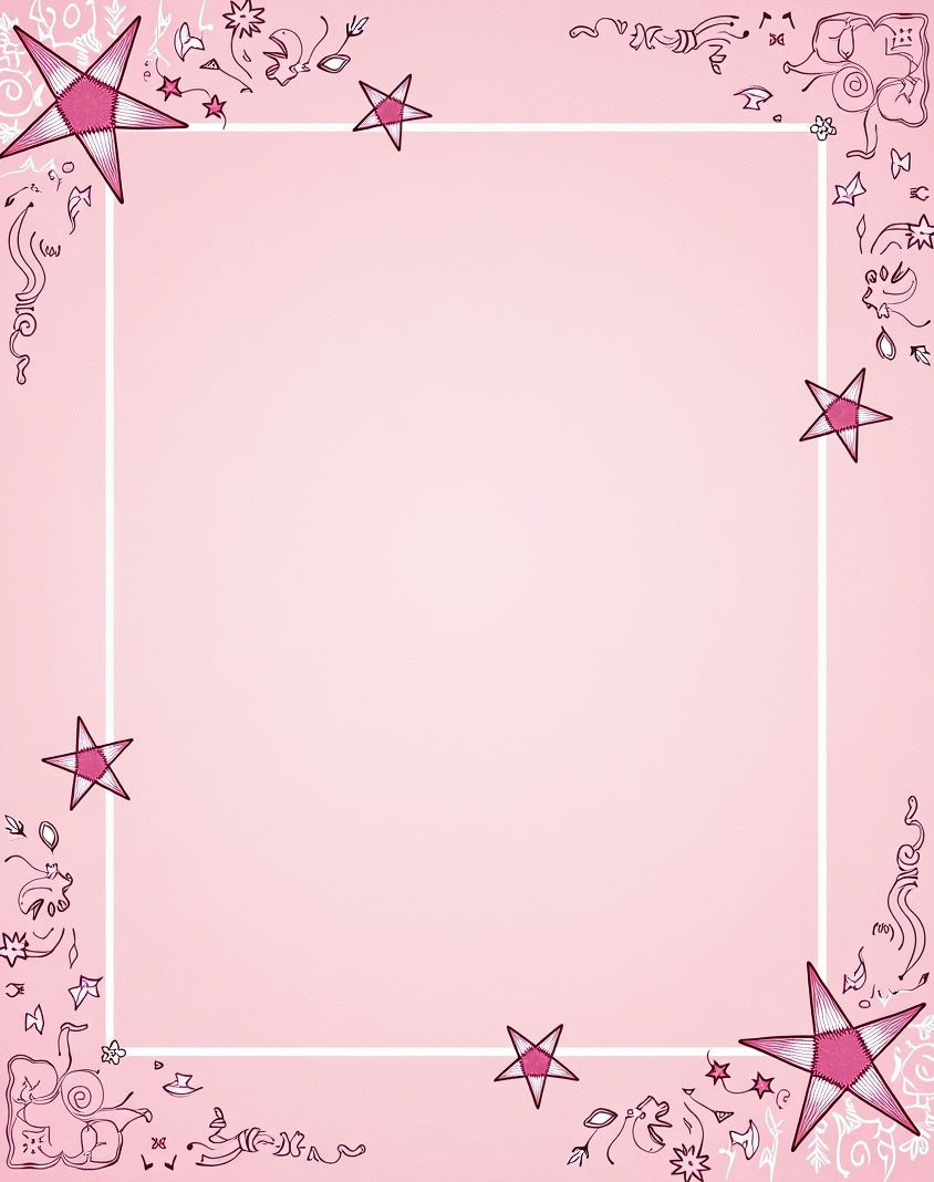 Pink Starburst Doodle Border Rug