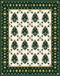 Forest Green Gold Pine Tree Tapestry Rug