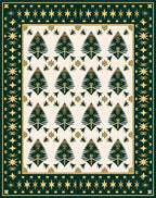 Forest Green Gold Pine Tree Tapestry Rug