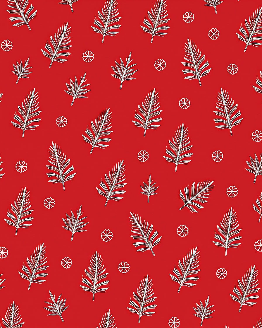 Crimson White Fern Floral Whimsical Rug