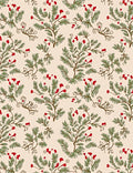 Rustic Red Berry Evergreen Branches Rug