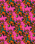 Bold Orange Teal Botanical Floral Rug
