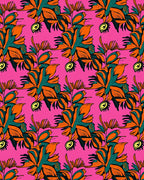 Bold Orange Teal Botanical Floral Rug