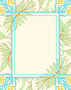 Pale Blue Floral Branch Border Rug