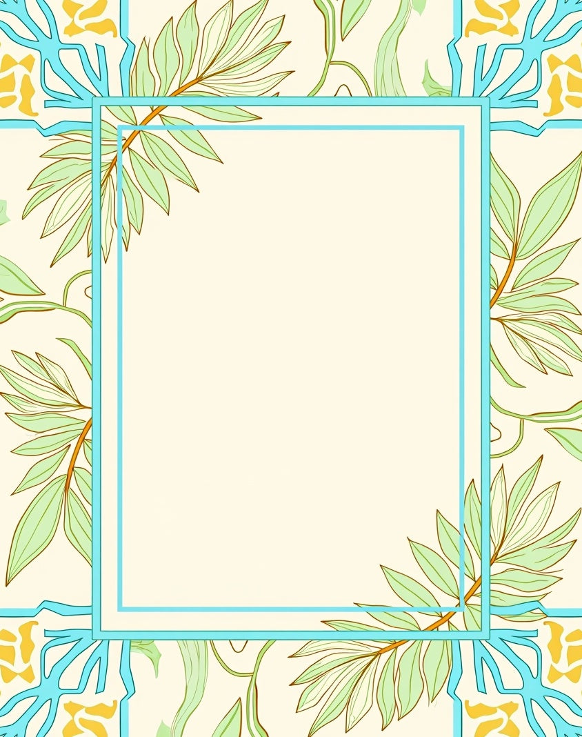 Pale Blue Floral Branch Border Rug