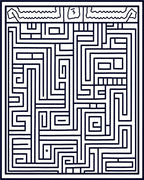 Modern Black White Geometric Maze Rug
