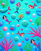 Whimsical Mermaids Underwater Coral Garden Rug