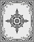 Black Ornate Floral Medallion Border Rug