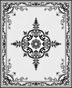 Black Ornate Floral Medallion Border Rug